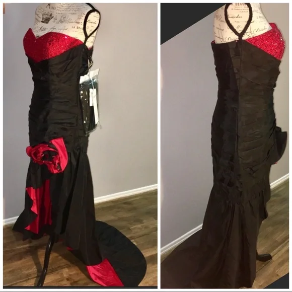 Black red Gorgeous bolero prom pageant dress - Picture 3 of 7